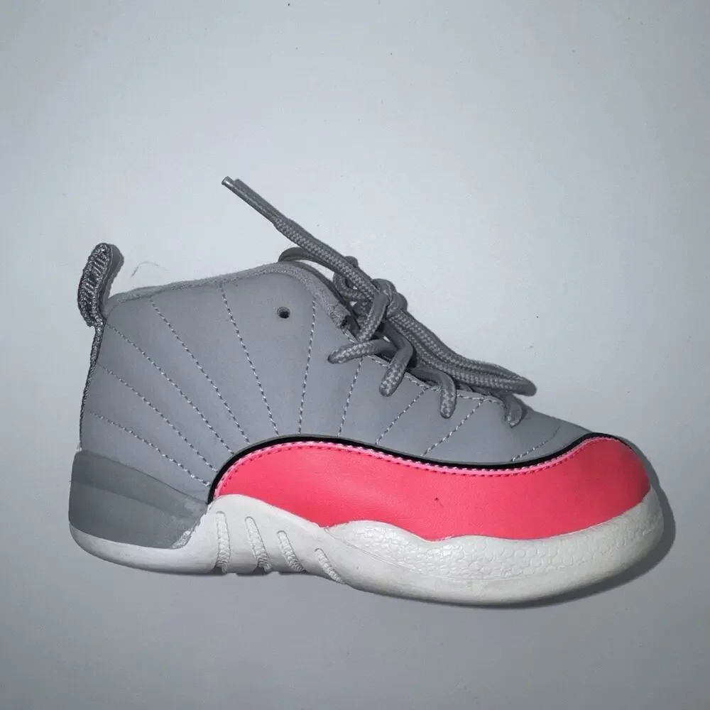 Air Jordan 12 Retro Racer Pink Wolf Grey Toddler 9C 819666-060 Shoes